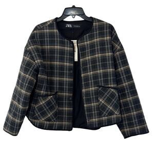 Zara Plaid Puffer Jacket